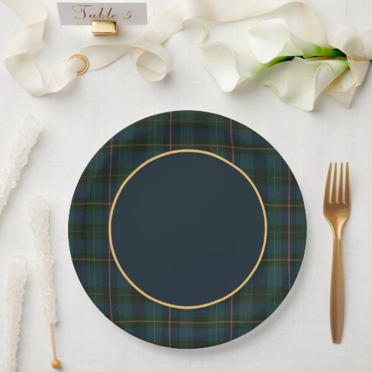 Tartan and Gold Plates  ペーパープレート (ウェディング)