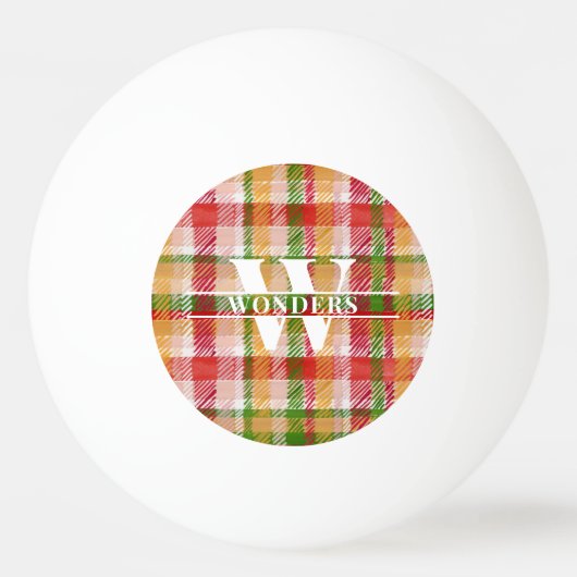 Tartan Blank Plaid Custom Monogrammed 卓球ボール (正面)