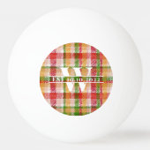 Tartan Blank Plaid Custom Monogrammed 卓球ボール (裏面)