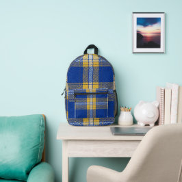 Tartan Blue and Yellow Backpack プリントバックパック