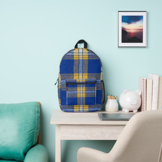 Tartan Blue and Yellow Backpack プリントバックパック (インサイチュ)