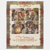 Tartan Border Christmas 4 Photo Template ID1141A フリースブランケット (正面)