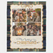 Tartan Border Christmas 4 Photo Template ID1141B フリースブランケット (正面)