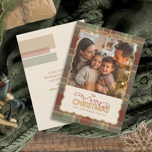 Tartan Border Christmas Photo Template ID1141A シーズンカード