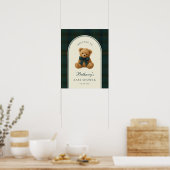 Tartan Check Teddy Bear Baby Shower Welcome ポスター (キッチン)