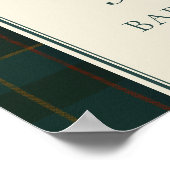 Tartan Check Teddy Bear Baby Shower Welcome ポスター (角)