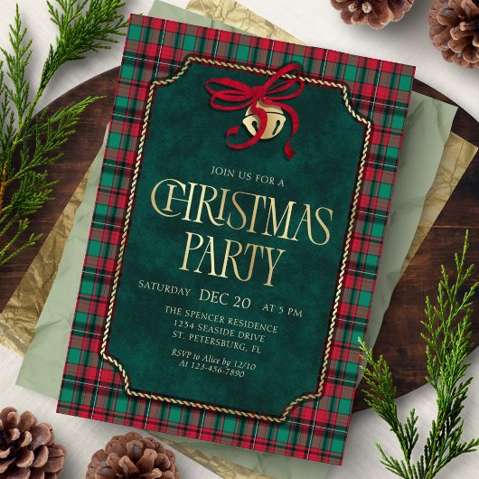 Tartan Christmas Party Invitation 招待状