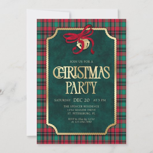 Tartan Christmas Party Invitation 招待状 (正面)