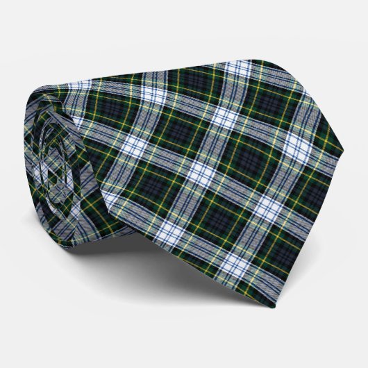 Tartan Clan Gordon Plaid Green White Pattern Neck ネクタイ (ロール)