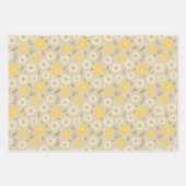 Tartan daisy lemon yellow beige set wrapping paper ラッピングペーパーシート (正面2)