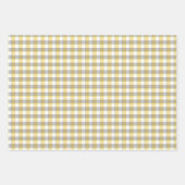 Tartan daisy lemon yellow beige set wrapping paper ラッピングペーパーシート (正面)