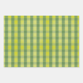 Tartan daisy lemon yellow green set wrapping paper ラッピングペーパーシート