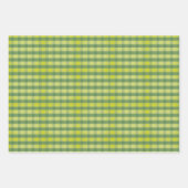 Tartan daisy lemon yellow green set wrapping paper ラッピングペーパーシート (正面3)