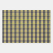 Tartan daisy lemon yellow grey set wrapping paper ラッピングペーパーシート (正面)