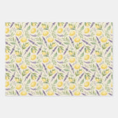 Tartan daisy lemon yellow purple wrapping paper ラッピングペーパーシート (正面2)