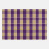 Tartan daisy lemon yellow purple wrapping paper ラッピングペーパーシート (正面)
