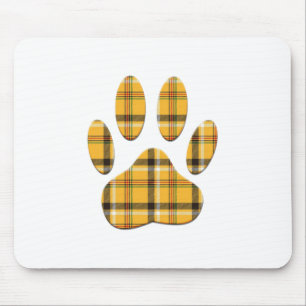 Tartan Dog Paw Print マウスパッド