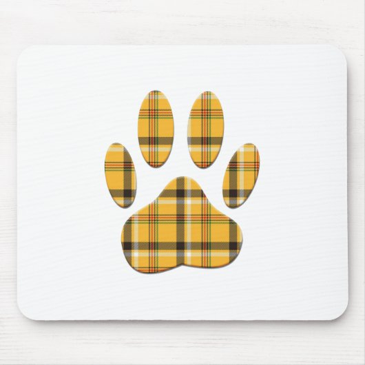 Tartan Dog Paw Print マウスパッド (正面)