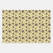 Tartan flower yellow brown set wrapping paper ラッピングペーパーシート (正面2)