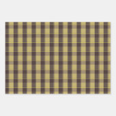 Tartan flower yellow brown set wrapping paper ラッピングペーパーシート (正面)