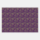 Tartan flower yellow purple set wrapping paper ラッピングペーパーシート (正面2)
