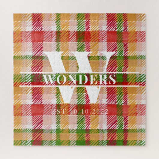 Tartan Hard Plaid Custom Monogrammed ジグソーパズル (縦)