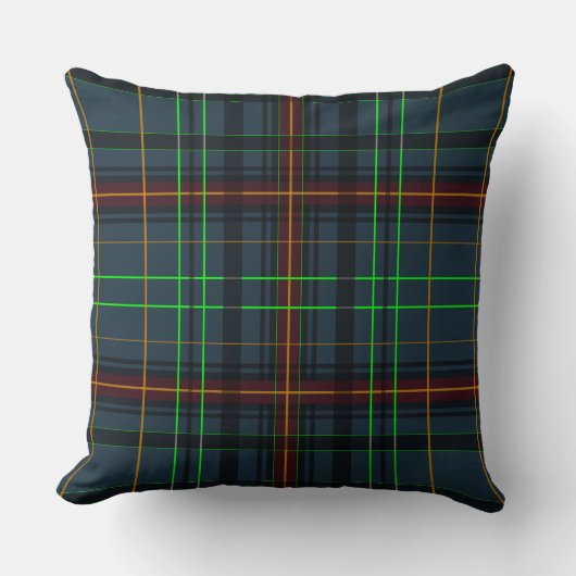Tartan in blue, orange, green クッション (正面)