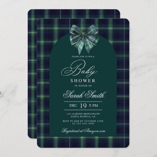 Tartan Luxury Baby Shower Invitation 招待状 (正面/裏面)