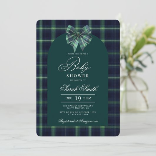 Tartan Luxury Baby Shower Invitation 招待状 (スタンド正面)