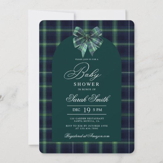 Tartan Luxury Baby Shower Invitation 招待状 (正面)
