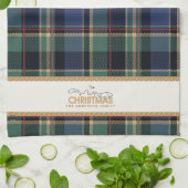 Tartan Merry Christmas Gold Frame ID1141B キッチンタオル (折り畳み)