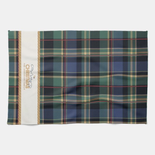Tartan Merry Christmas Gold Frame ID1141B キッチンタオル (横)