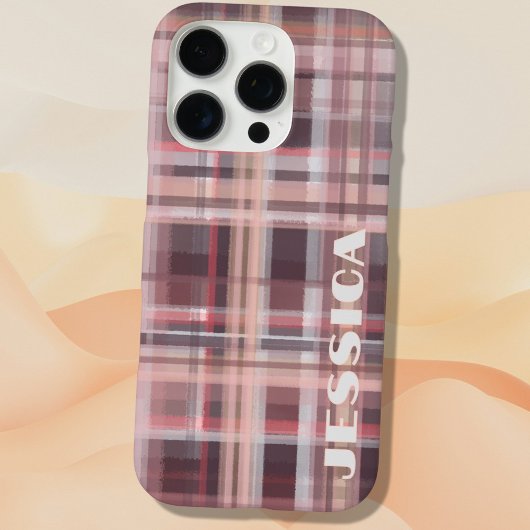 Tartan Monogram Burgundy Red Blush Pink Stripes  Case-Mate iPhoneケース