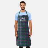 Tartan pattern kitchen apron for men and women エプロン (着用した状態)
