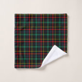 Tartan-patterned towel set with red, green, blue バスタオルセット (ウォッシュタオル)