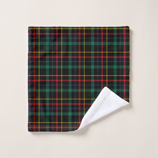 Tartan-patterned towel set with red, green, blue バスタオルセット (ウォッシュタオル)