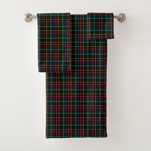 Tartan-patterned towel set with red, green, blue バスタオルセット