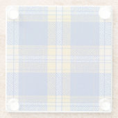 Tartan Plaid Blue and Yellow Glass Drinks Coaster ガラスコースター (裏面)