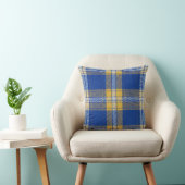 Tartan Plaid Blue and Yellow Throw Cushion クッション (椅子)
