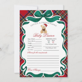 Tartan Plaid Christmas Bear Advice for Baby Card 招待状