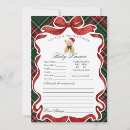 Tartan Plaid Christmas Bear Advice for Baby Card 招待状