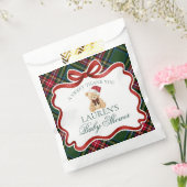 Tartan Plaid Christmas Bear Baby Shower Dessert フェイバーバッグ (封をした状態)