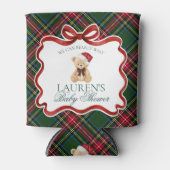 Tartan Plaid Christmas Bear Baby Shower Favor 缶クーラー (正面)