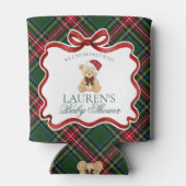 Tartan Plaid Christmas Bear Baby Shower Favor 缶クーラー (裏面)