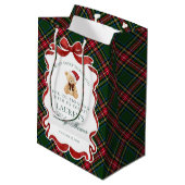 Tartan Plaid Christmas Bear Baby Shower Favors ミディアムペーパーバッグ (裏面アングル)