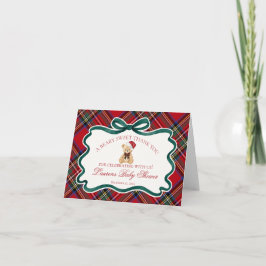Tartan Plaid Christmas Bear Baby Thank You Card  サンキューカード