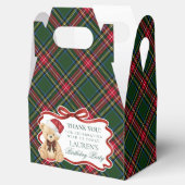Tartan Plaid Christmas Bear Birthday Favor Box フェイバーボックス (オープン)
