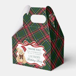 Tartan Plaid Christmas Bear Birthday Favor Box フェイバーボックス