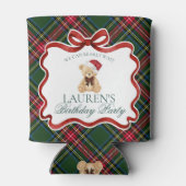 Tartan Plaid Christmas Bear Birthday Party Favor 缶クーラー (裏面)