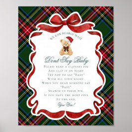 Tartan Plaid Christmas Bear Dont Say Baby Game ポスター